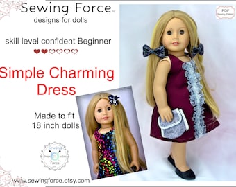 Einfach bezauberndes Kleid für 18 inch Puppenkleidung Schnittmuster passend für Puppen wie American Girl® - SewingForce design - PDF - sofortiger Download.