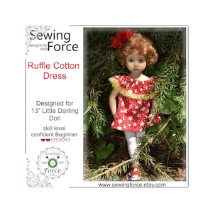 Ruffle Cotton Dress PDF sewing pattern, designed for 13&quot; inch Little Darling  Dianna Effner doll, pdf sewing pattern dress outfit clothes