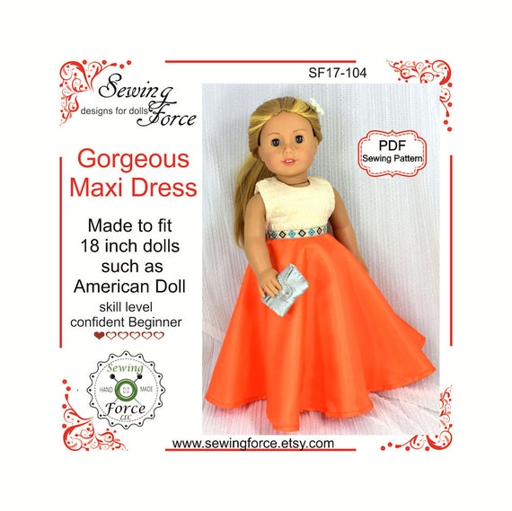 Fairy Gracefull Dress fits 18 inch dolls such as American Girl Doll 18 inch doll clothes pattern PDF Sewing Pattern doll clothes gown