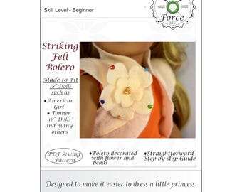 PDF sewing pattern for Felt Bolero for 18 inch dolls