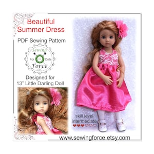 Summer Dress PDF sewing pattern, designed for 13&quot; inch Little Darling doll, pdf sewing pattern dress clothes - instant download
