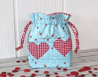 Two of Hearts Drawstring Bag