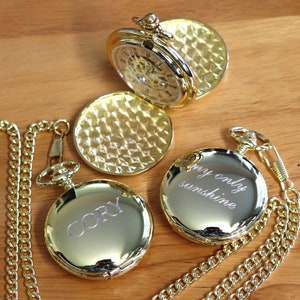 Double Cover Mechanical Pocket Watch , Groomsmen Gift , Engraved Mens Pocket Watch, Monogrammed Watch, Gift for Groom