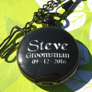Personalized Groomsmen Pocket Watch, Gunmetal Monogrammed Pocket Watch, Gifts for Men, Groomsmen Gift, Best Man, Father of the bride