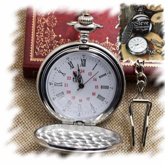 Pocket Watch Groomsmen Gift Engraved Mens Pocket Watch