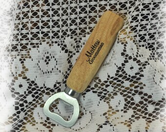 Stainless Steel Wooden Personalized Bottle Opener , Friends Gifts, Men's Gift, wedding Favors, Bar Ware, Party Favors,