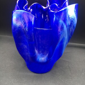 Vase - Gorgeous Blue Swirl - Approximately 6 1/2 Inch Stained Glass Vase ~