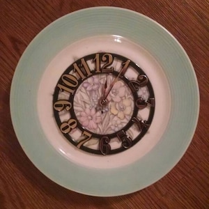 Beautiful Blue Floral Clock Plate !