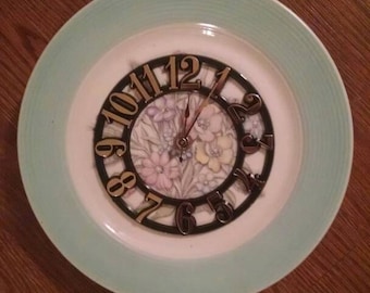 Beautiful Blue Floral Clock Plate !