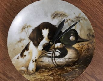 Dog-Tired The Springer Spaniel Collector Plate Made Into A Clock!!