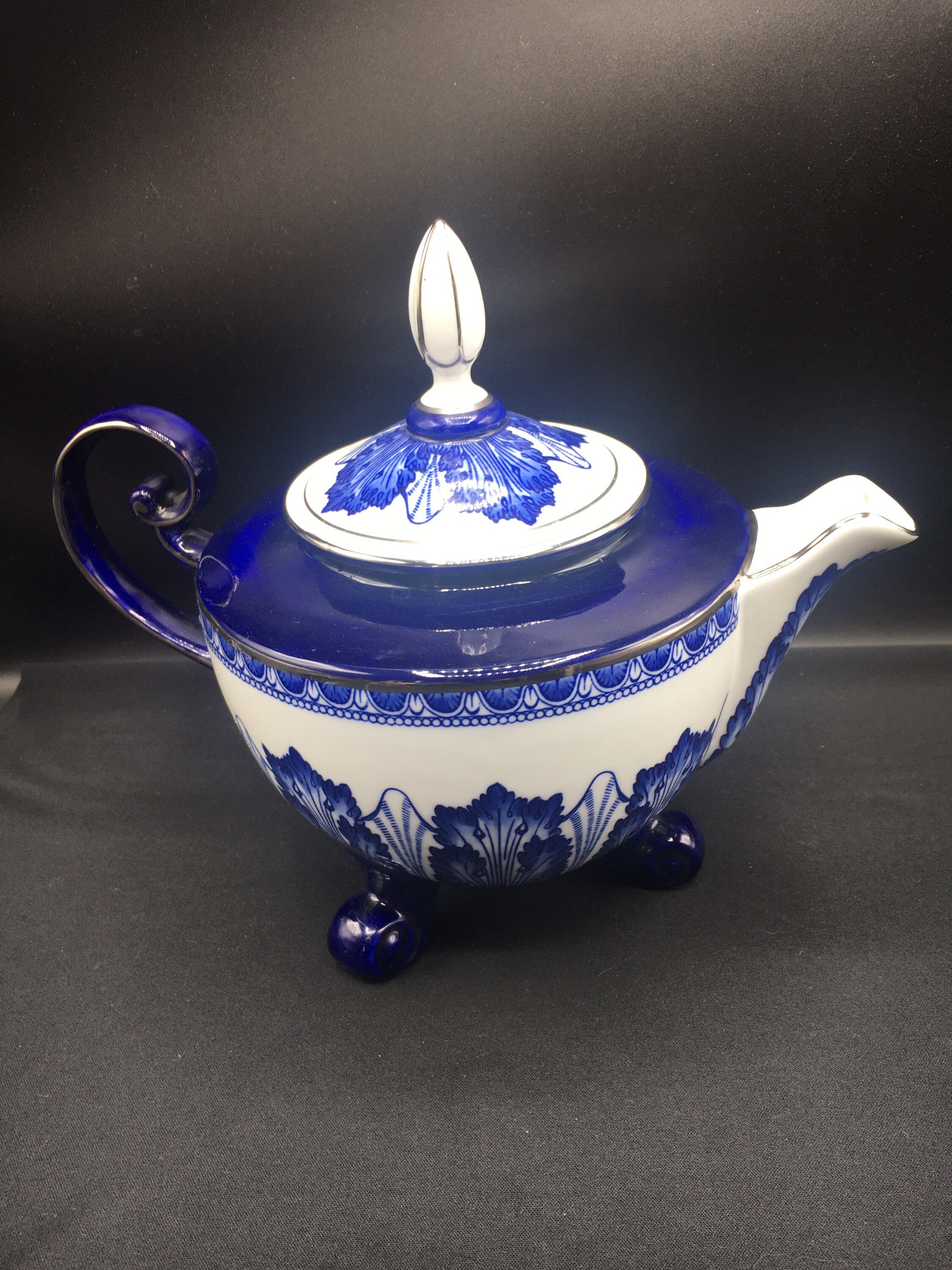Bombay Cobalt Blue Scrolls and Flowers Tea Pot Set Etsy