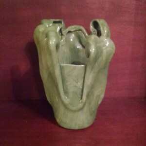 Vase - Swirling Green Stained Glass - Approximately 6 1/2 Inches Tall !