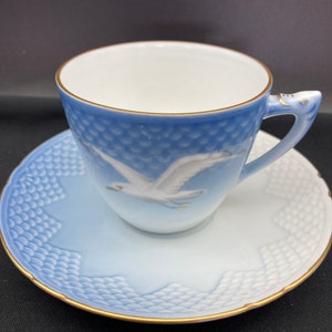 Replacements Bing & Grondahl Gold Trim Seagull Coffee Cup and Saucer ~