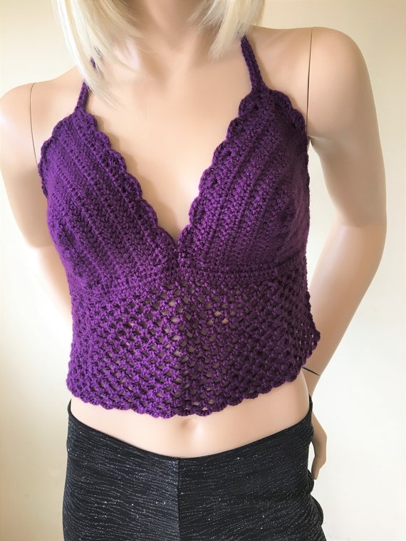 purple crochet top
