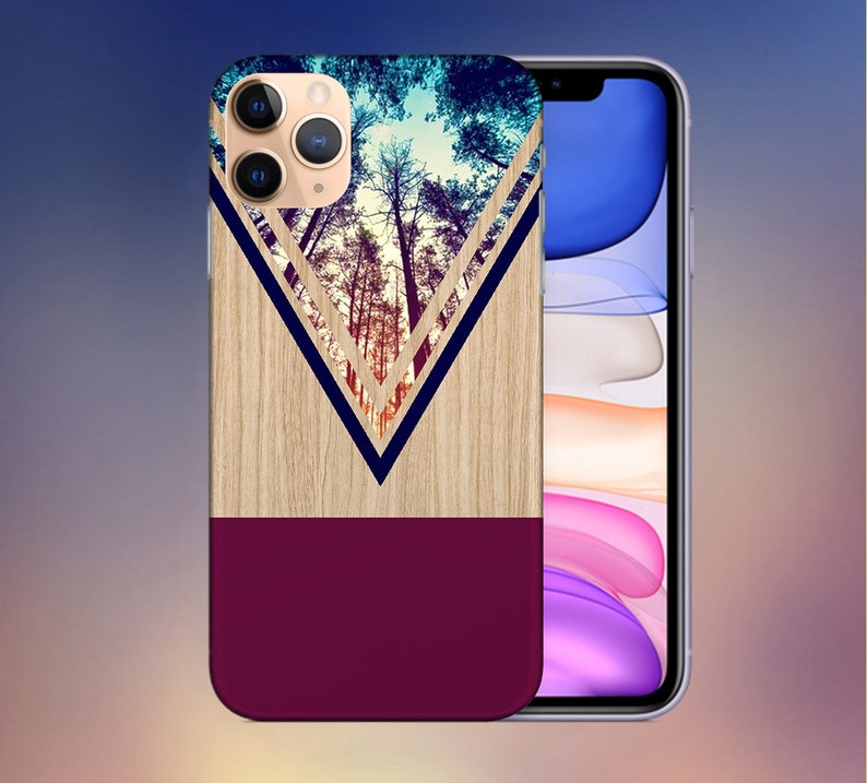 Violet Forest Phone Case - 14 Pro Max case - Google Pixel 4 Phone Case - Tough iPhone Case - Samsung iPhone 13 Case - Chevron Wood - Nature 