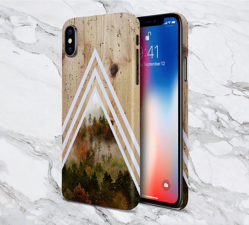 Chevron Dense Forest x Tree Bark Wood Case - iPhone 13 Phone Case - Galaxy s21 Phone Case - Tough iPhone Case - Samsung Galaxy 