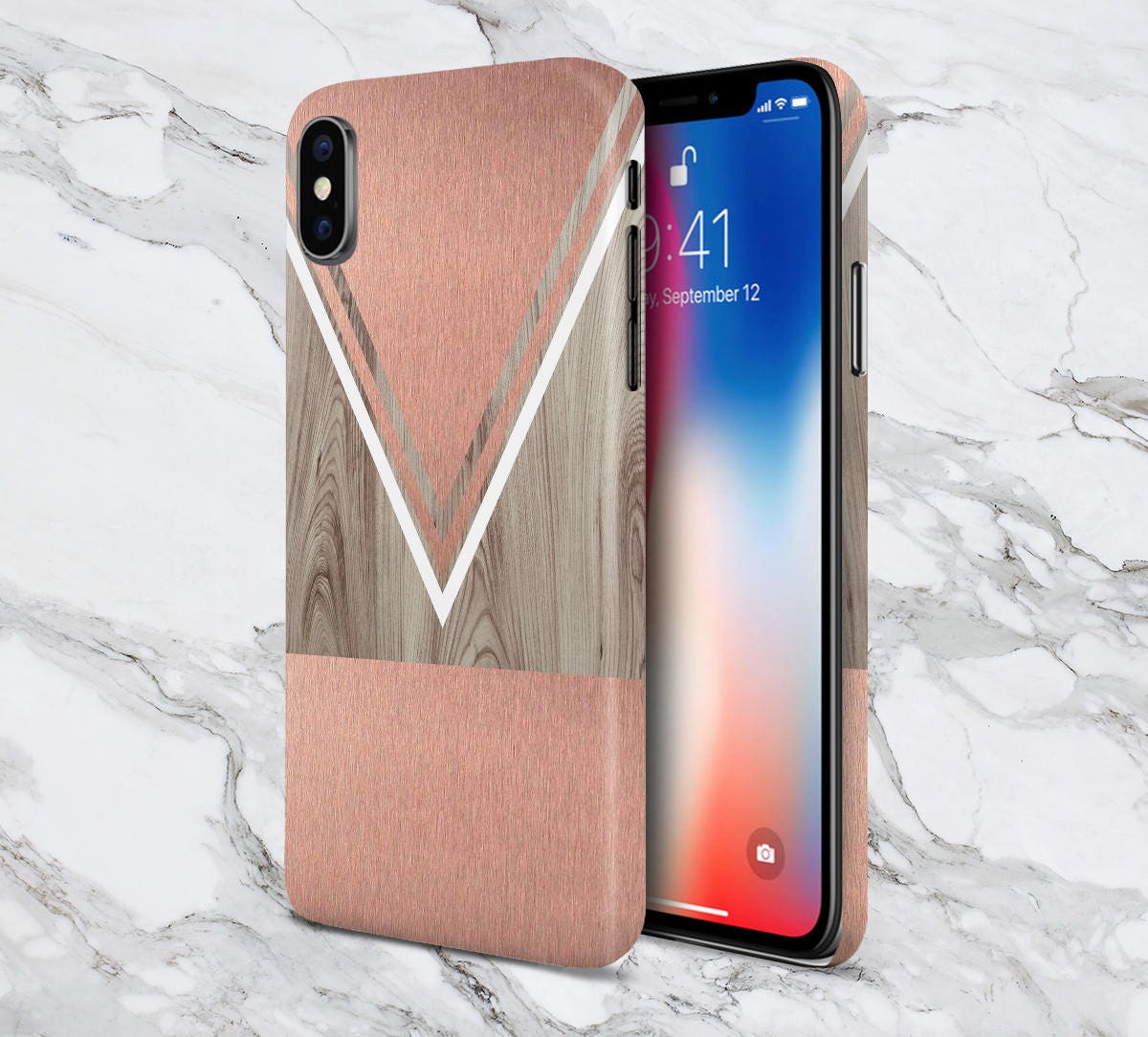 Scratched Rose Gold Wood Phone Case Iphone 11 Iphone 8 Etsy