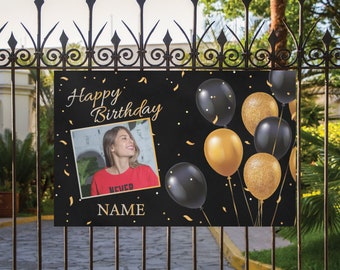 Personalized Birthday Banner, Custom Indoor Outdoor Party Decor