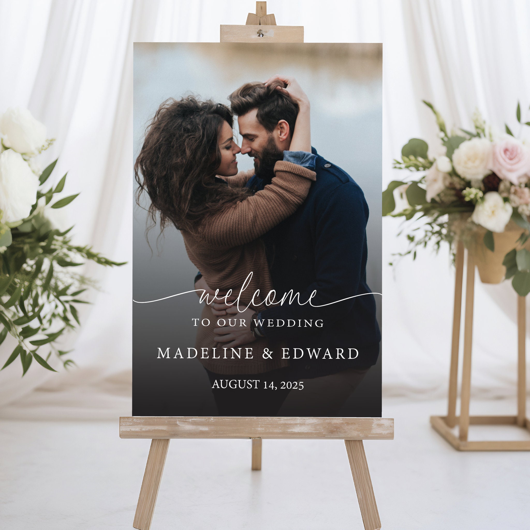 Photo Wedding Welcome Sign, Custom Wedding Poster, Wedding Welcome