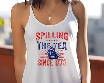 Verschütten des Tees Seit 1773 Vaterländischen Racerback Tank | Unabhängigkeitstag 4.Juli Shirt | 4.Juli Tank
