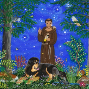 St. Francis of Assisi Art Mastiff Pet Memorial Catholic Saint Pet Sympathy Religious Gift Pet portraits Pet Gift Dog Lover Gift