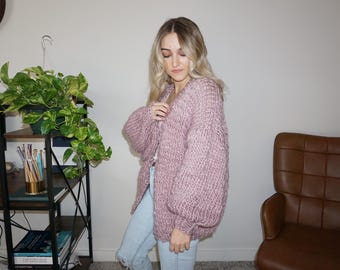 Hand Knit Lilac Cardigan