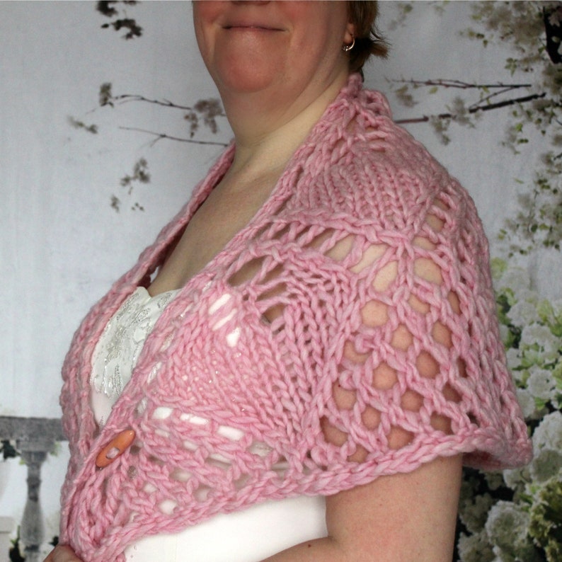 Bridal capelet Knitted Cape Pink Cape Knit Shawl Pink lace capelet Gift for Mum Birthday Gift, Lace capelet Gift for Her