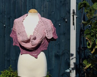 Pink Lace shawl, Wedding Shawl, Crochet Shawl, Bridal Shawl, Hand Crocheted Items, Cotton Shawl, Cotton Wrap, Gift for Her Mothers Day