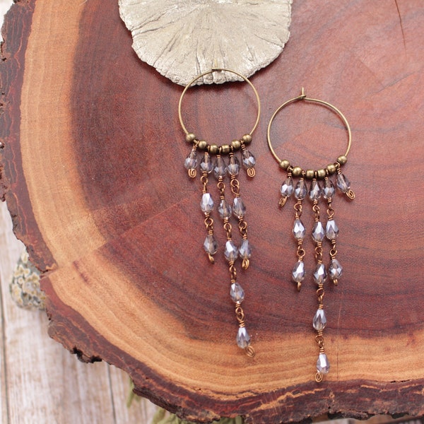 sparkler hoop earrings // long shoulder dusters // sparkly crystal hoop earrings // statement hoop earrings