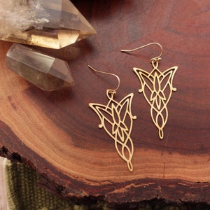 Gold Filigree Evenstar Earrings: Arwen Style, 2-Inch