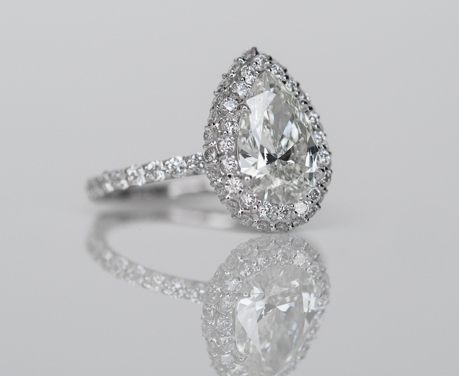 Pear Diamond Setting Pear Shape Diamond Halo Engagement Ring Setting With Diamond Band ...