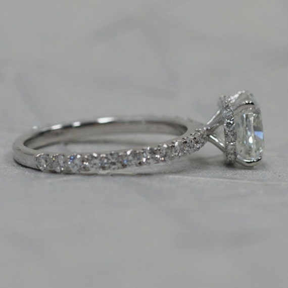 Cushion Cut Solitaire Setting With Diamonds On Band Cushion Etsy