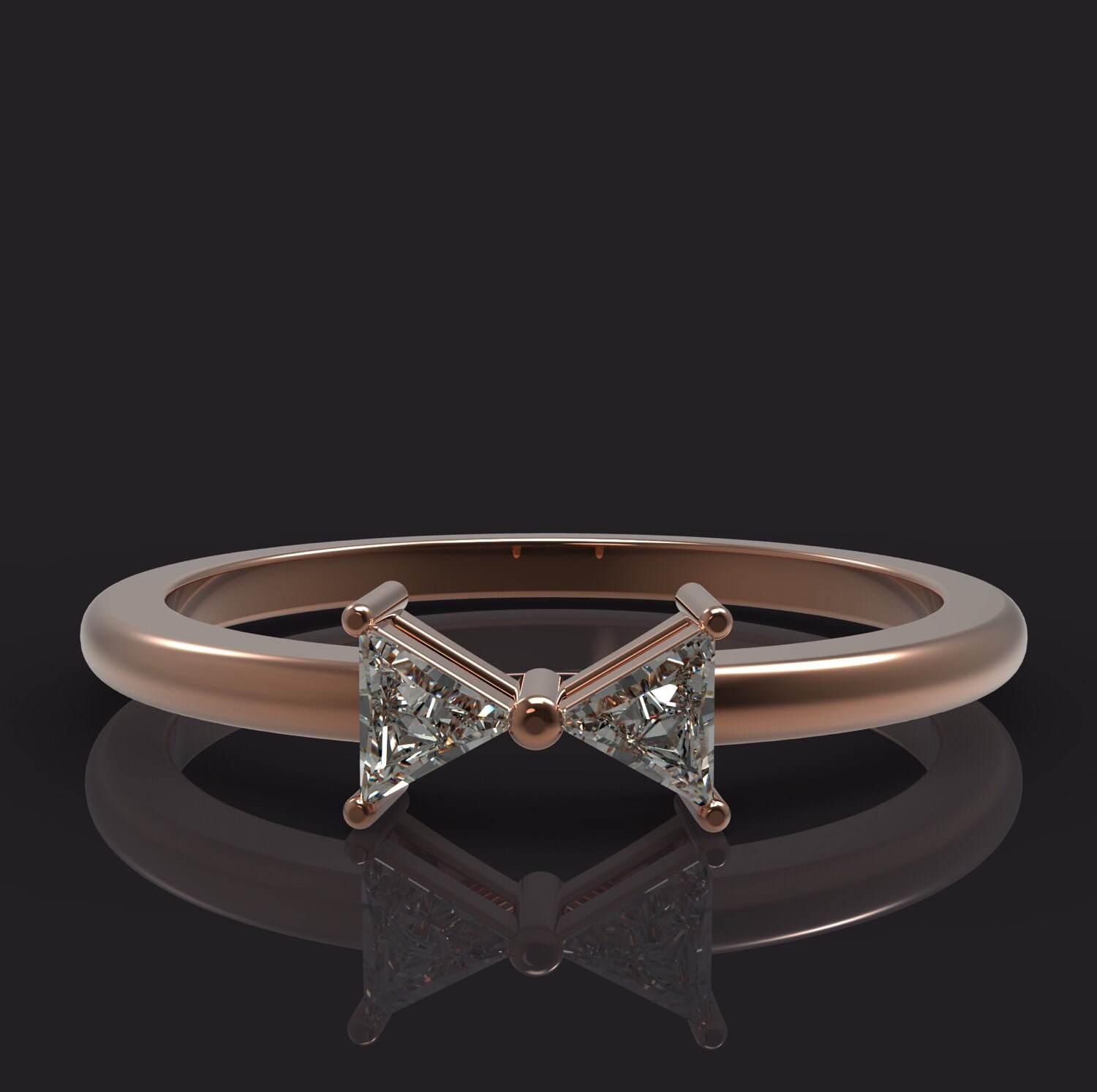 Petite Bow Tie Ring, Rose Gold Bow Tie Ring, Bow Tie Ring, Diamond Bow Tie, Gold Bow Tie Ring
