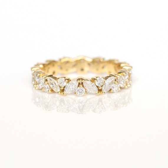 Marquise and round diamond eternity band deals