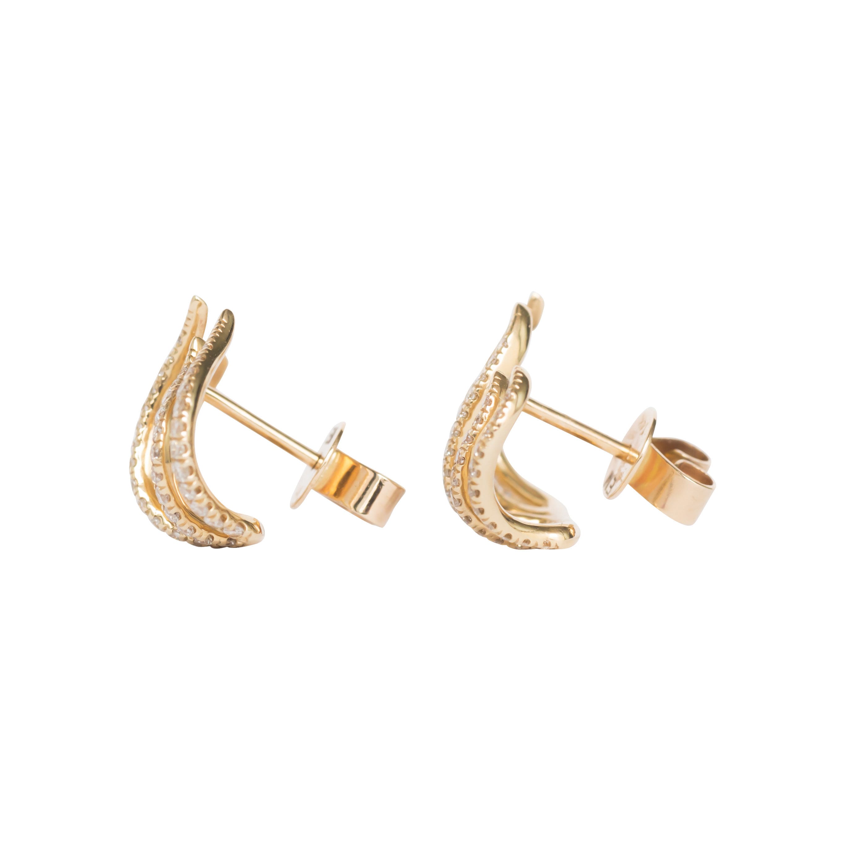 14K Yellow Gold Ear Crawler Studs DFE 008 - Etsy