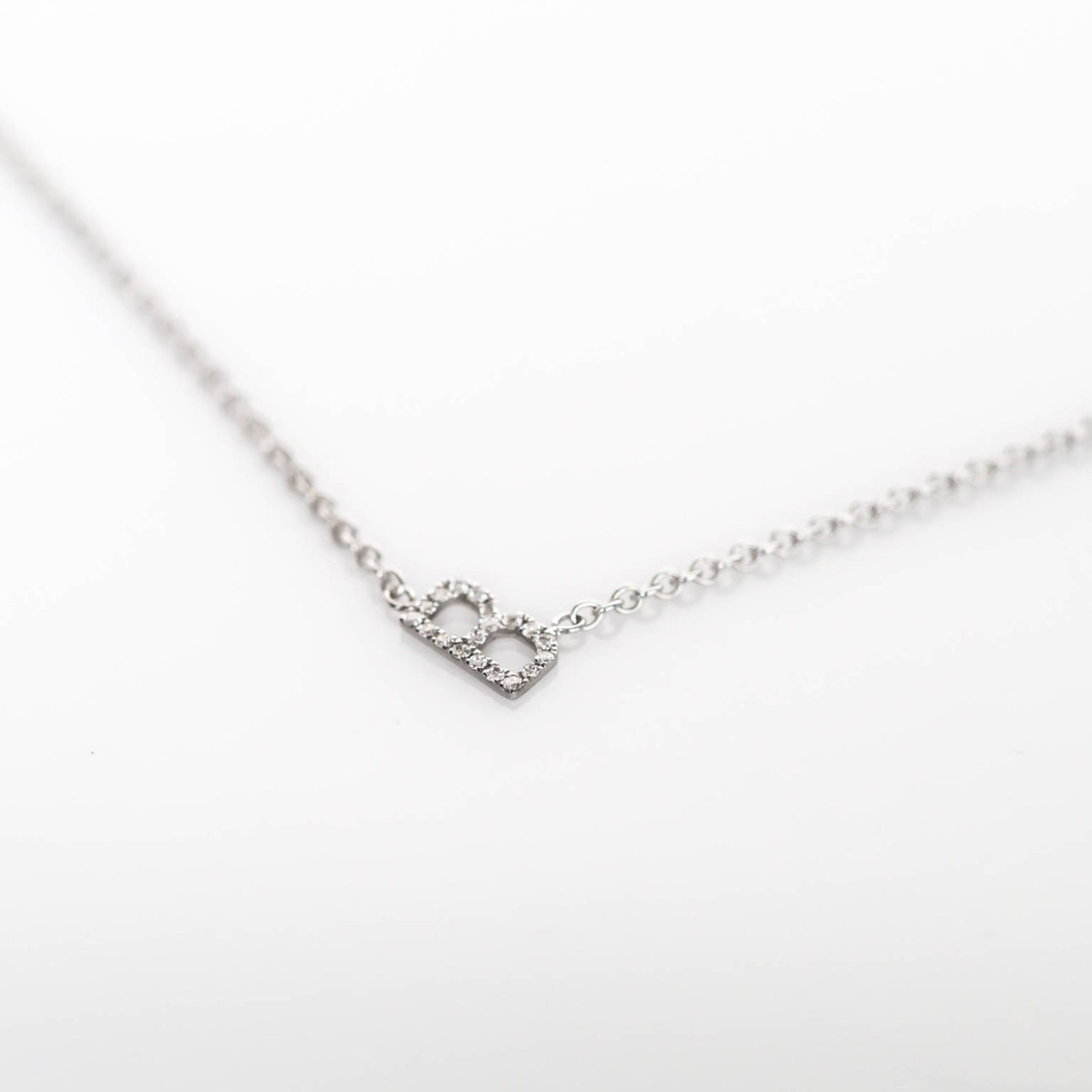 14k White Gold Initial Necklace With Diamonds. Initial Pendant Etsy