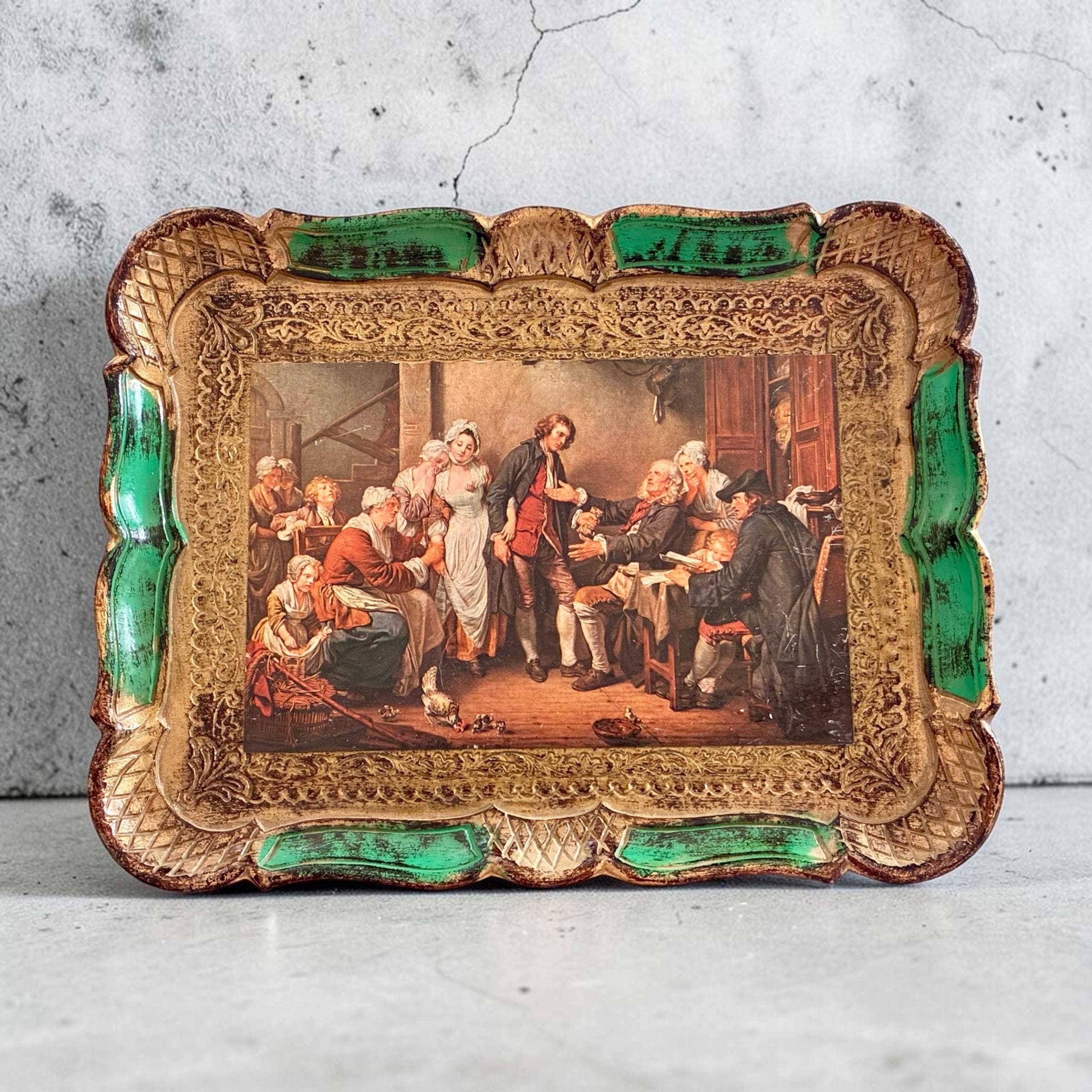 値下げSEZZATINI イタリア製 ハンドペイント木製プレート アンティーク Sezzatini Tray - Etsy