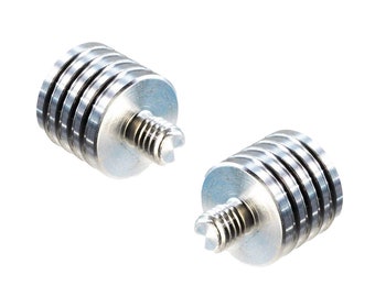 Two Camera screw mount adapters converts 3/8x20 inch screw to metric M6x20 thread