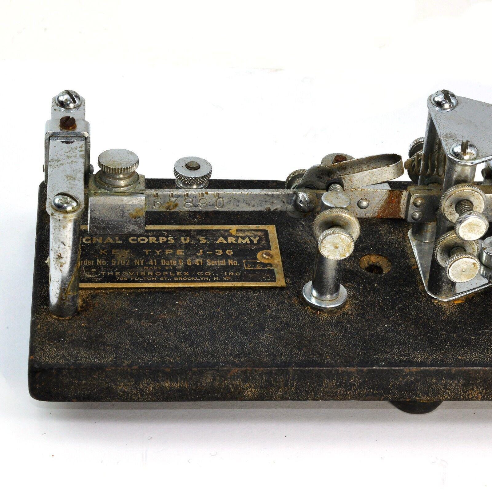 Vibroplex US Army J-36 Key Dated 6-6-41 SN 196 (from Vibroplex US Army J-36 Key Dated 6-6-41 SN 196 (from