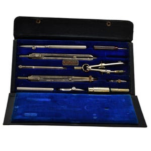 Antique Surveyor&#39;s Tools Charvos No. 875 Draftsman&#39;s drawing set drafting set