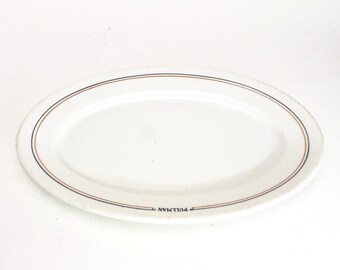 Pullman D-10 Syracuse O.P.CO. 10.5x7.25x1&quot; Oval Platter Blue & red pin striping vintage 1924