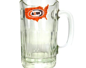 Vintage 6 in glass A and W mug with United States logo advertising mug