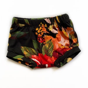 Black Floral Bummies Shorts