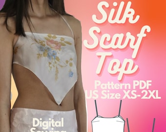 Silk Scarf Top Sewing Pattern, US Size XS-2xL (PDF Pattern)