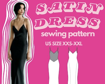 Satin Bias Cut Maxi Dress Sewing Pattern (Digital PDF Download)