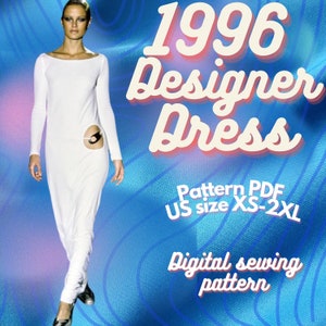 Designer Long Dress with Cutout PDF // Digital Sewing Pattern // US Size xS-xxL // Easy Beginner