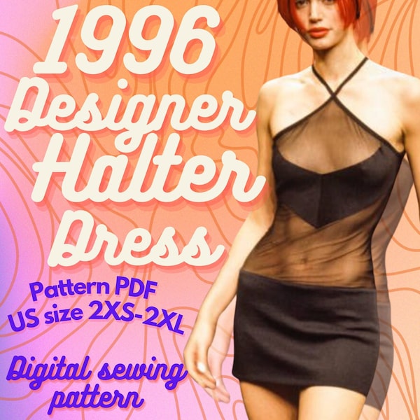 1996 S/S Designer Dress PDF // Digital Download // US Size xxS-xxL // BEGINNER or intermediate, designer mini dress, mini dress pattern