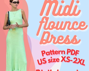 Flounce Hem Knit Midi Dress Sewing Pattern (Digital PDF)