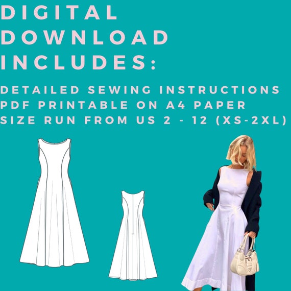 A-line Midi Dress Sewing Pattern | Beginner Friendly, Sleeveless, Pockets  (digital Download) - Etsy