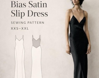 Bias Cut Satin Slip Dress Sewing Pattern (XXS-XXL) (Digital Download)